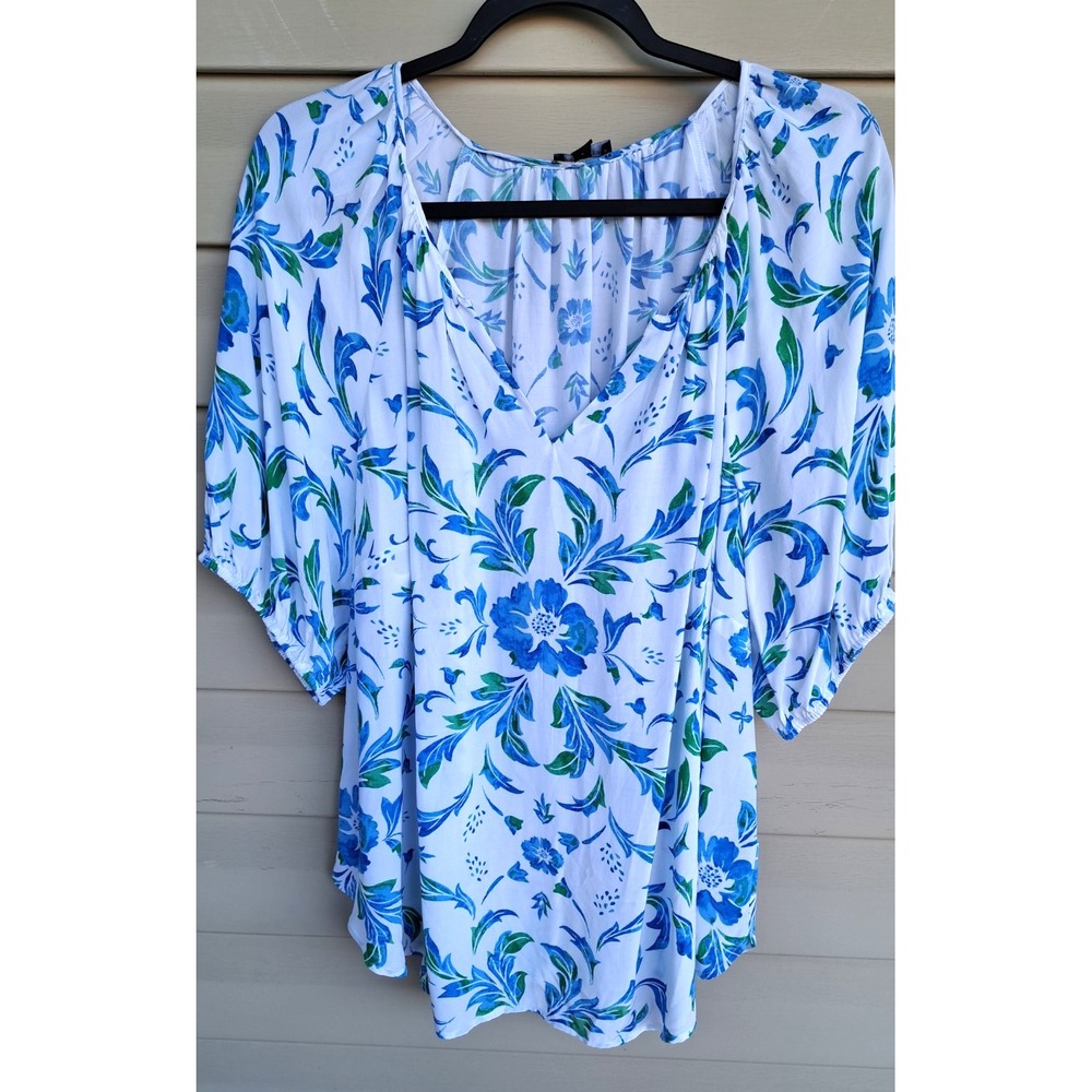 Talbots Women's Viscose Floral Short Reglan Sleeve Blouse Top Shirt 1X NWOT